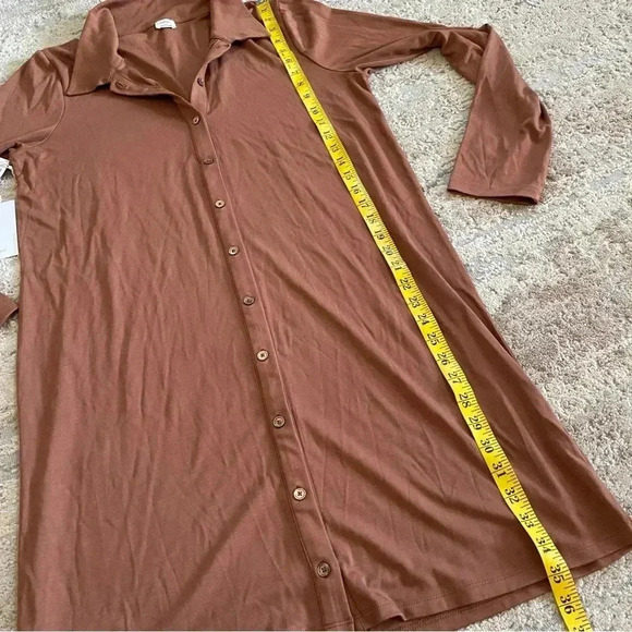 Aritzia Wilfred Free Pose Button Down Shirt Dress Soft Jersey Long Sleeve Mini - Picture 9 of 10